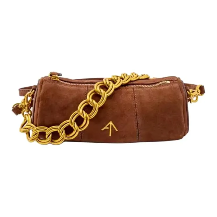 Manu Atelier Cow Leather Shoulder Bag Medium Size Women's Dark Brown-0