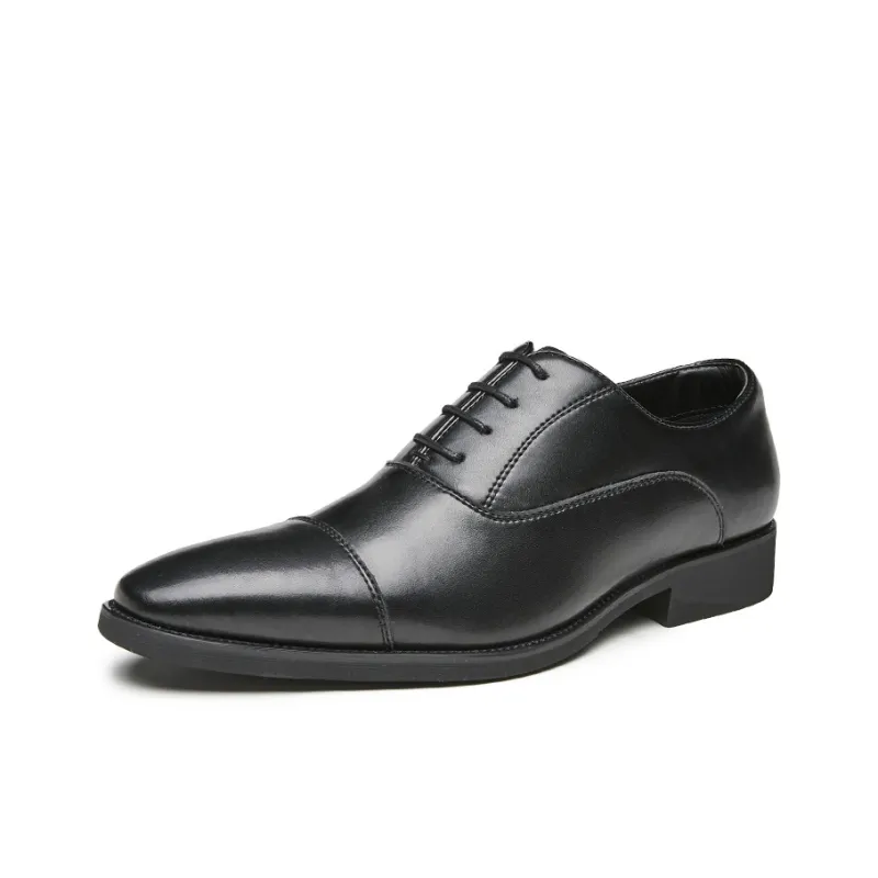 Kaltendin Vintage Business Casual Wedding Groomsmen Cow Leather Dress Shoes Men's-5