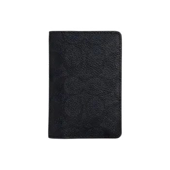 COACH Coated Canvas Card Holder Men's Charcoal & Black