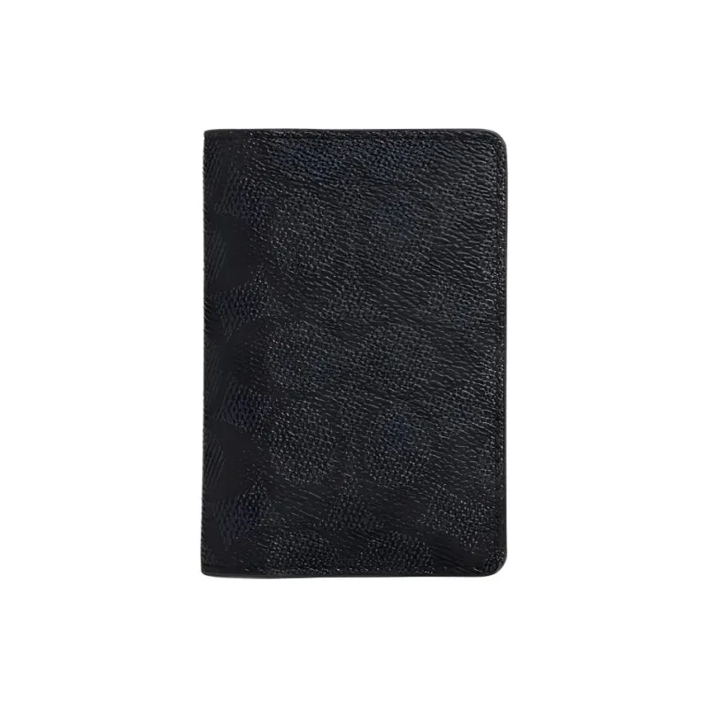 COACH Coated Canvas Card Holder Men's Charcoal & Black-0