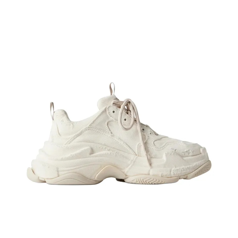 Balenciaga Triple S Low Top Chunky Sneakers Women's Ecru-1