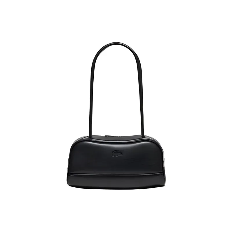 LACOSTE Cow Leather Handbag, Shoulder Bag Women's Black-0