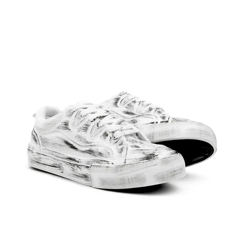 Mengsai Anti Slip Wear Resistant Low Top Skateboard Shoes Men's Beige-2