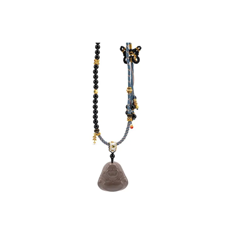Listen To The Flowers Bloom Obsidian Necklaces Unisex-0