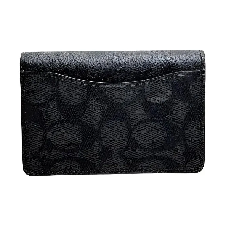 COACH Coated Canvas Card Holder Men's Charcoal & Black-2