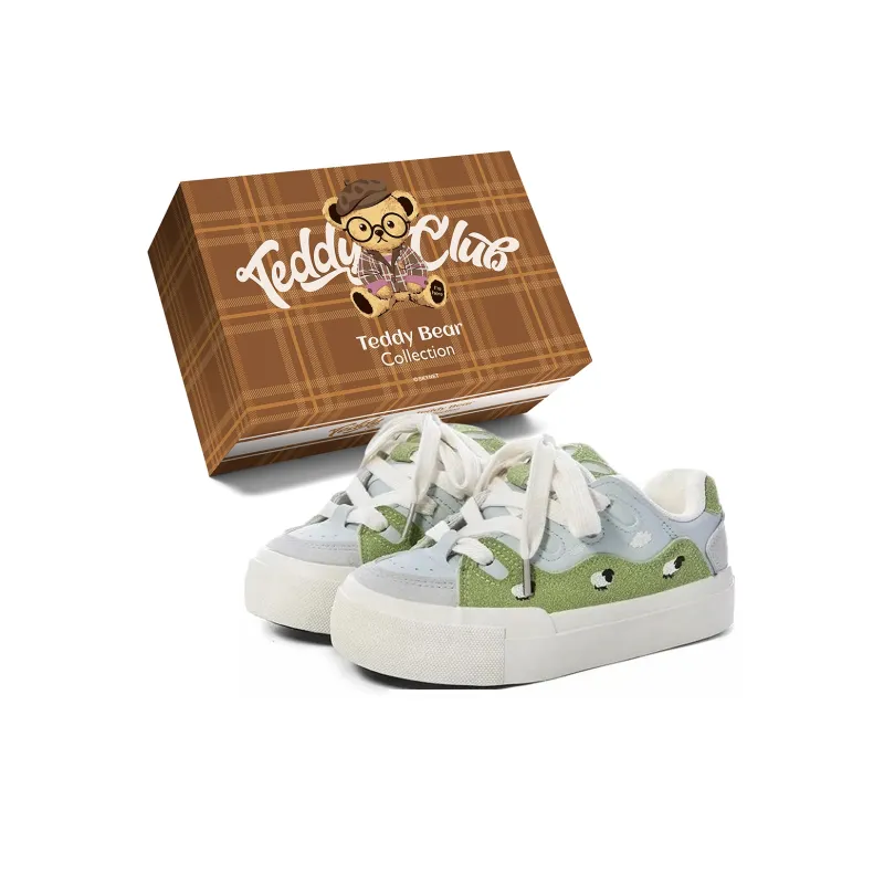Teddy Bear Collection Coverage Slip Resistant And Abrasion Resistant Low Top Skateboard Shoes Women's Grassland Green-0