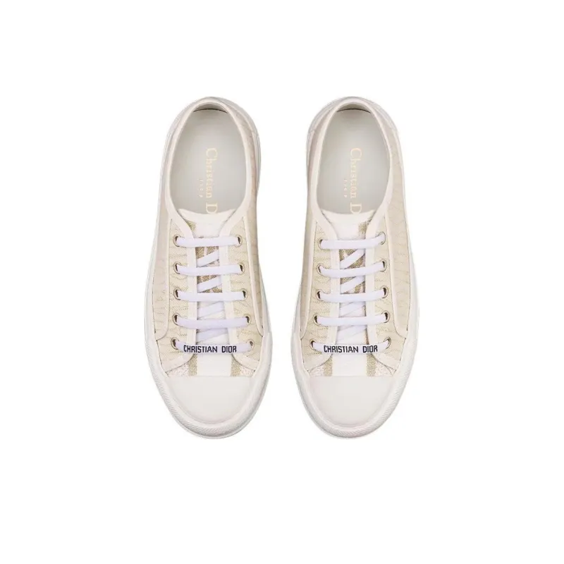DIOR Walk'n'Dior Low Top Canvas Shoes Women's Gold-3