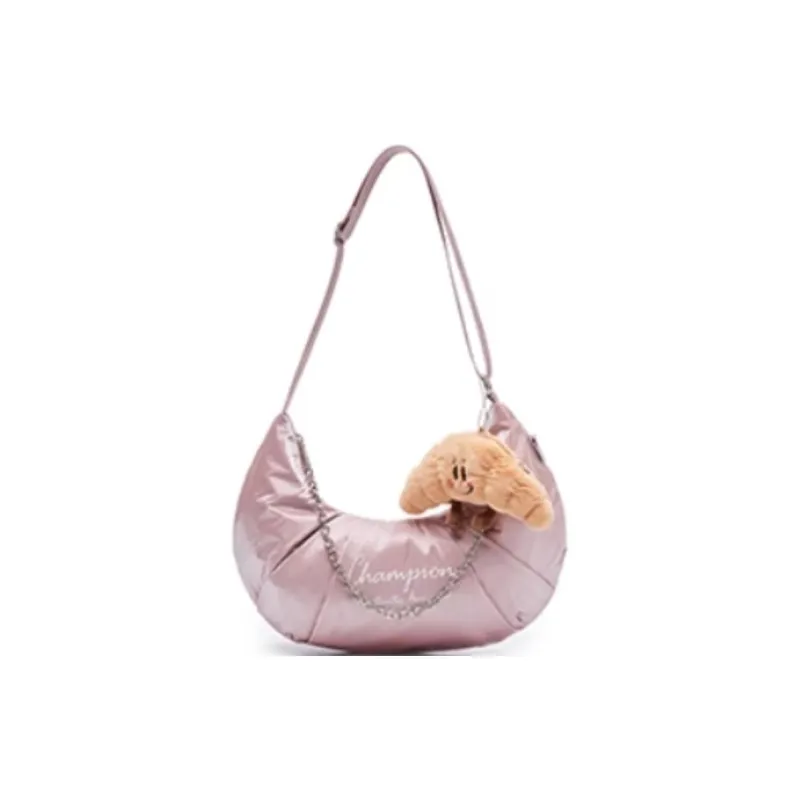 Champion Fabric Croissant Bag Shoulder Bag Medium Size Women's Black/Silver/Pink-0