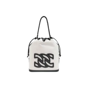 Casadei Fabric Bucket Bag, Shoulder Bag Women's White & Black