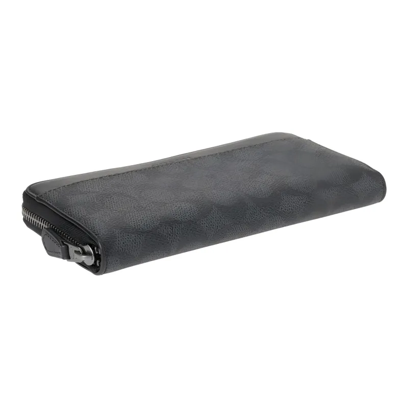 COACH Accordion Wallet Coated Canvas With Smooth Calfskin Wallet Men's Bronze & Charcoal & Black-3