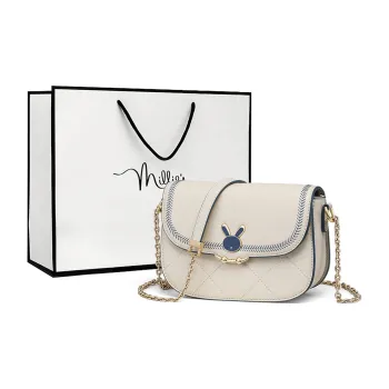 MILLIE'S Cow Leather Patchwork Synthetic Leather Shoulder Bag Crossbody Bag Regular Women's Ecru