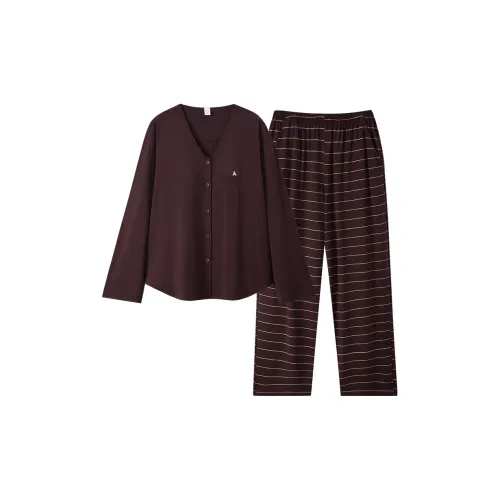 Sha Qian Pajama Set Women's Brown