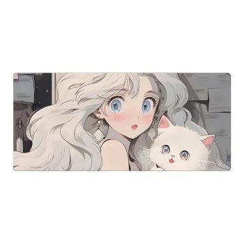 Beams Mouse Pad Jinx Extra Large Anime Urban Chic Style Girl With Cat Computer Keyboard Mat Esports Gaming Desk Pad