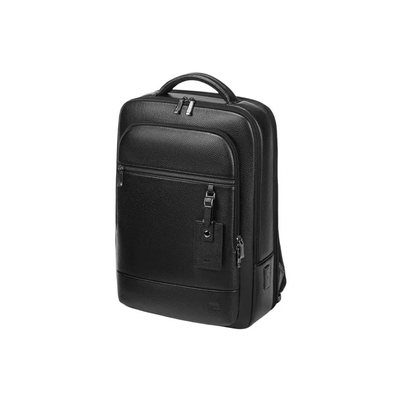 HLA Top Grain Cow Leather Laptop Bag Backpack Regular Men's Classic Black-1