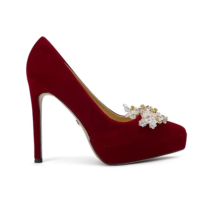 TADSW High Heels Women's Burgundy-1
