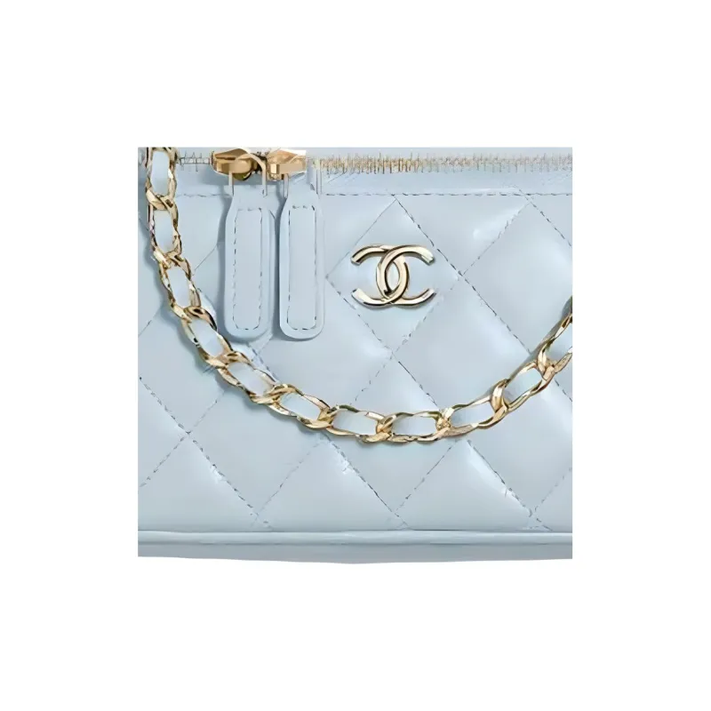 CHANEL 21K Winter Sheepskin Shoulder Bag, Crossbody Bag, Handbag Women's Baby Blue Light Blue-1