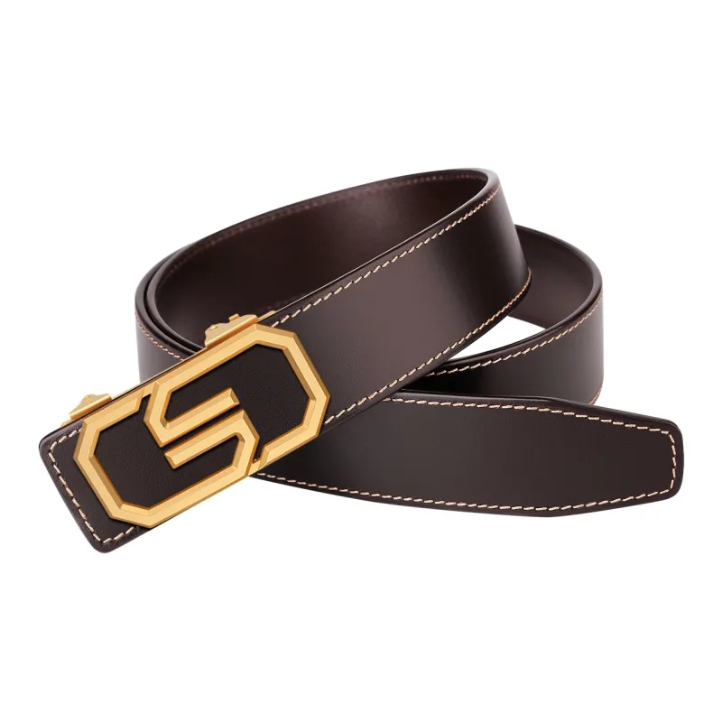 CATELLES Cowhide Stainless Steel Leather Belts Men's 3.5cm-9