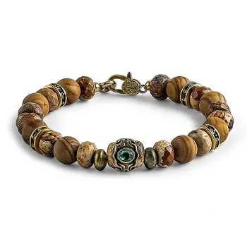Cuud Wood Grain Stone Bracelets Men's