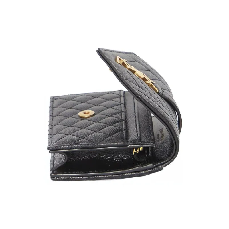 SAINT LAURENT Calfskin Wallet Women's Black-3