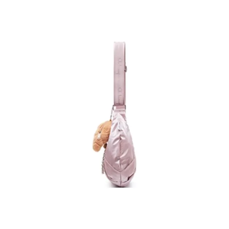 Champion Fabric Croissant Bag Shoulder Bag Medium Size Women's Black/Silver/Pink-3