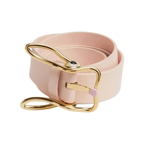 Bottega Veneta Calfskin Brass Leather Belts Unisex Pink Width  3CM