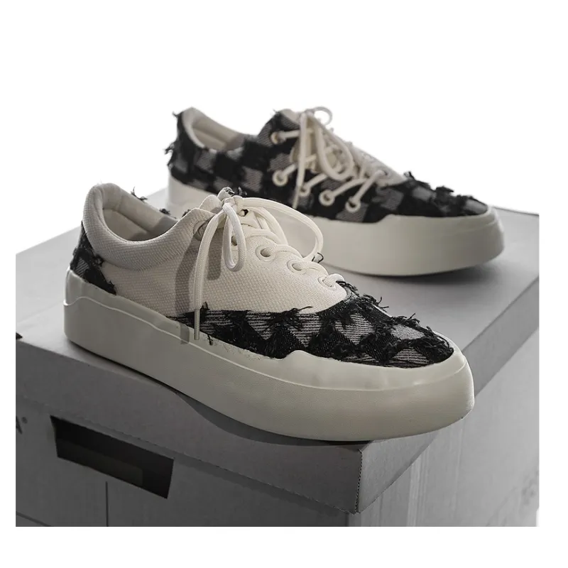 12345 Platform White Sneakers Abrasion Resistant, Lightweight, And Breathable Low Top Canvas Shoes Men's-13