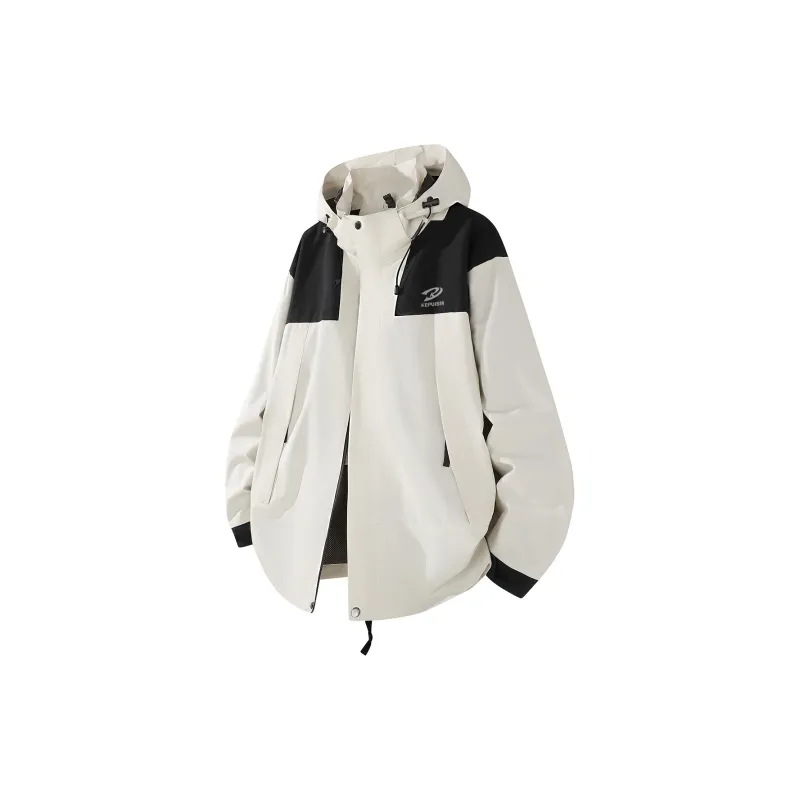 Kepu Waterproof And Windproof To Keep Warm Windbreaker Jacket Unisex Ivory White-11