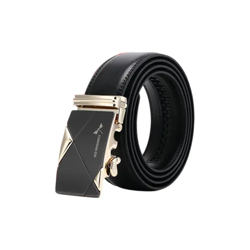 RED DRAGONFLY Cow Split Leather Leather Belts Men's Black Width 3.5CM