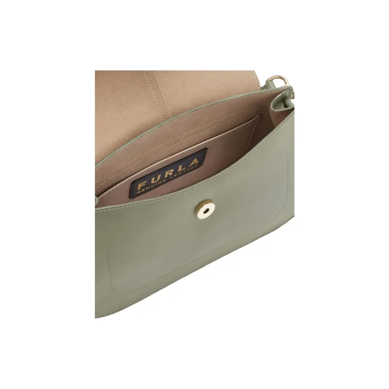 Furla Calfskin Shoulder Bag, Crossbody Bag, Handbag Medium Size Women's Green-3