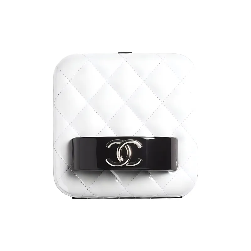 CHANEL 21K Winter Goatskin Patent Leather, Resin Glass Clutch, Makeup Box, Makeup Bag Women's White-0