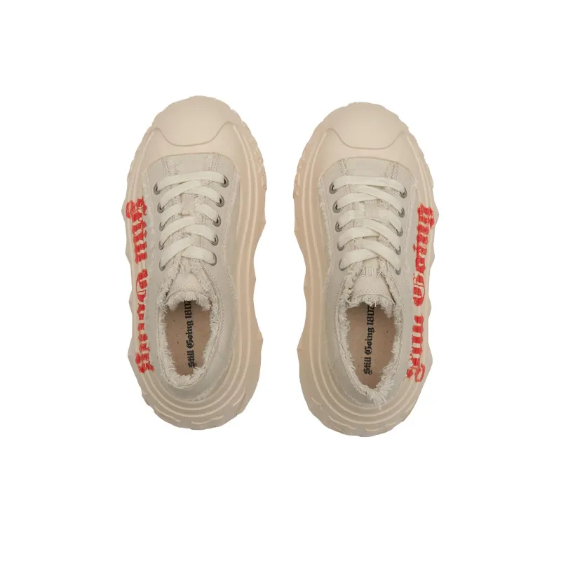1807 Slip Resistant Height Increasing Abrasion Resistant Low Top Canvas Shoes Unisex Beige-2