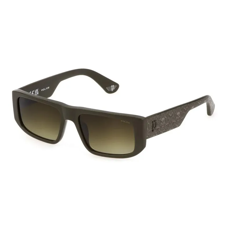 Police Acetate Rectangular Sunglasses Men's Green-0