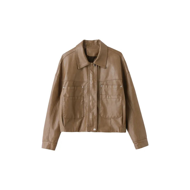 Yi Mengyuan Leather Jackets Coats Women's-0