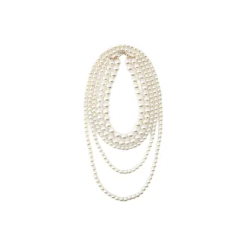 ZARA Polymethyl Methacrylate Zinc Iron Polyester Artificial Pearl Necklaces Women's White