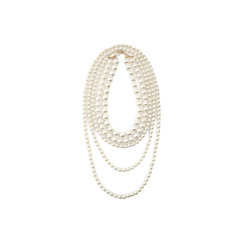 ZARA Polymethyl Methacrylate Zinc Iron Polyester Artificial Pearl Necklaces Women's White-0