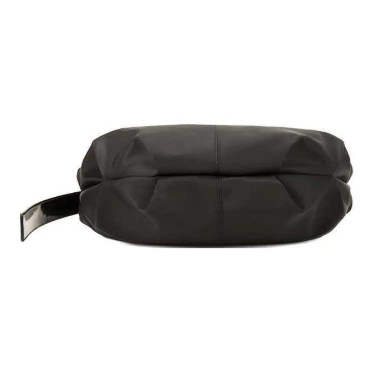 NOTHING WRITTEN Fabric Dumpling Bag Shoulder Bag Medium Size Women's Black/Sea Salt White-3