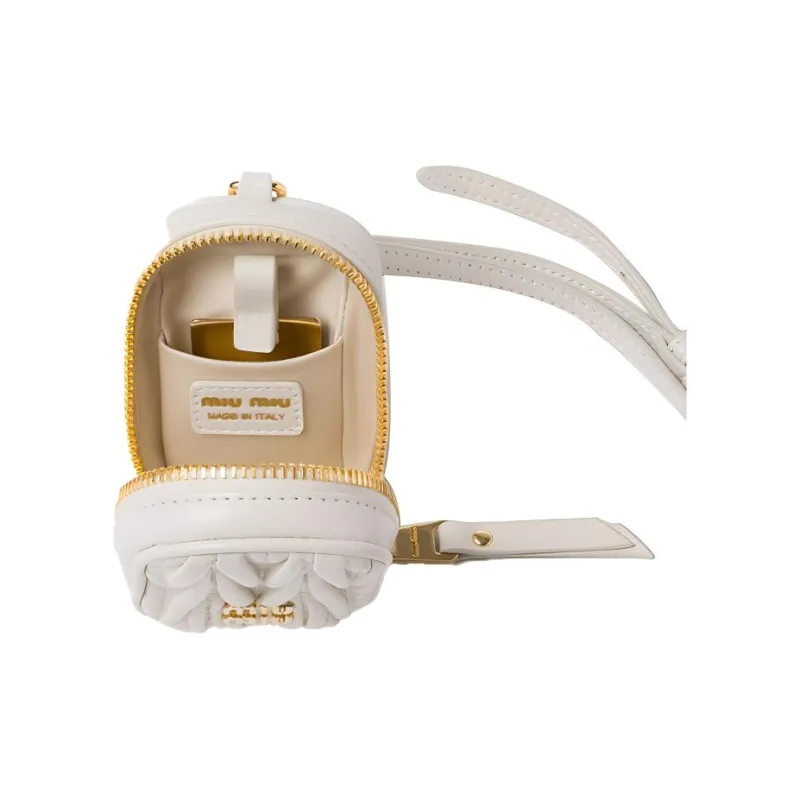 MIU MIU Matelassé Soft Sheepskin Clutch Mini Women's White-2