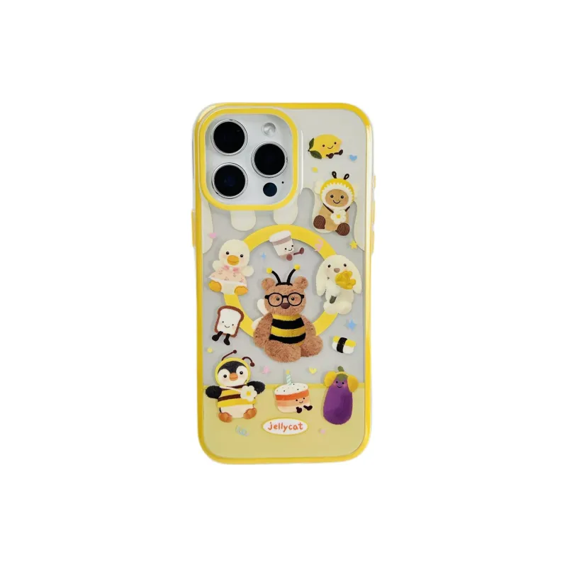 Wei Xin TPU Material Bee And Bear Magnetic Stand Phone Cases Compatible With Apple IPhone 16/15/13/14/Pro/Max-4