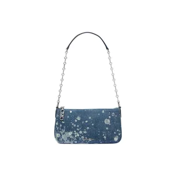 MICHAEL KORS Empire Medium Splattered Denim Chain Link Pochette