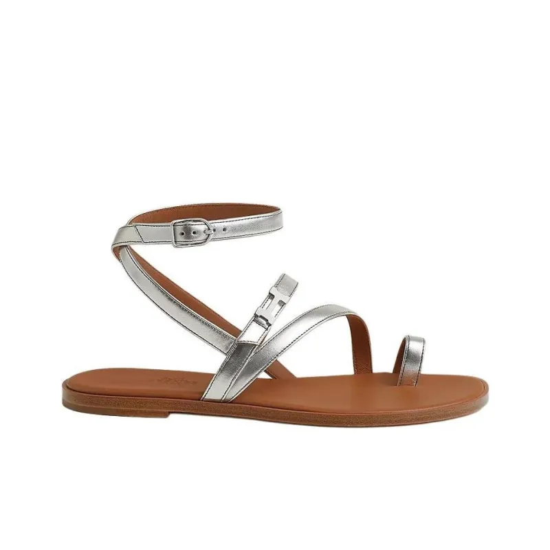 HERMES Harmonie One Strap Sandals Women's Silver-1