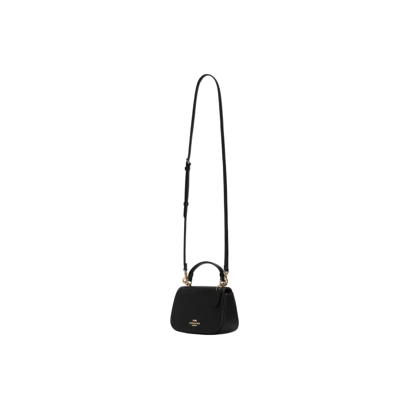 COACH Cross Grain Leather Shoulder Bag, Crossbody Bag, Handbag Trumpets Women's Black-2