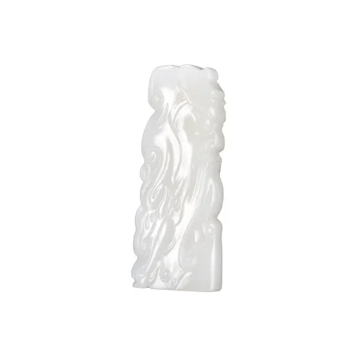 Treasure Handlebar Piece White Jade/Pale Greenish White Jade Men's