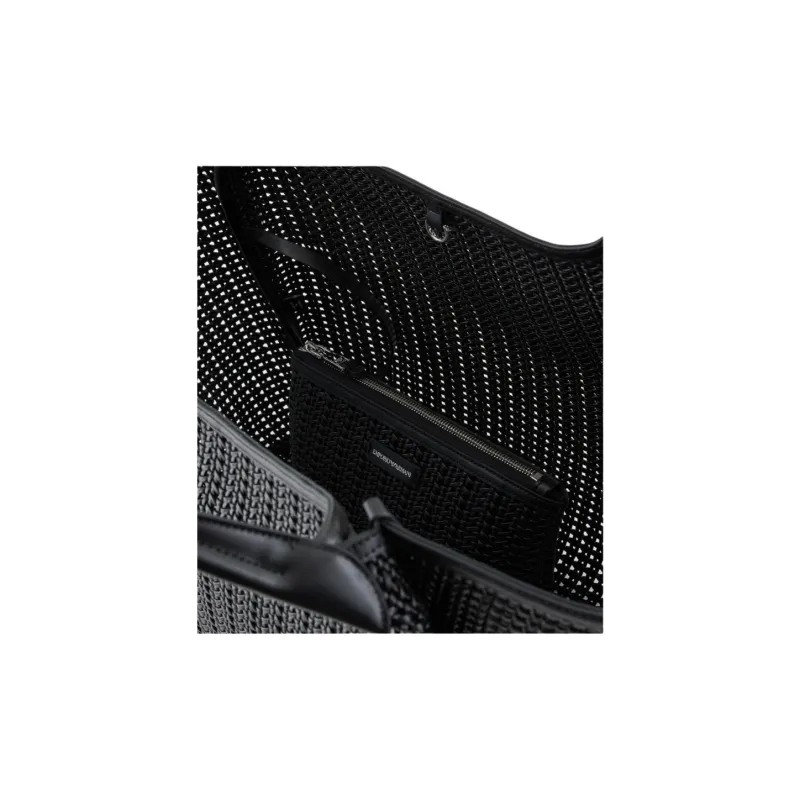 EMPORIO ARMANI Polyester Tote Bag, Shopping Bag, Handbag Extra Large Women's Black-3
