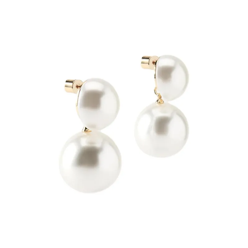 ZARA Metal Earrings Women's White-1