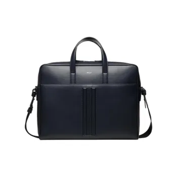 BALLY Cow Leather Briefcase Men's Dark Blue