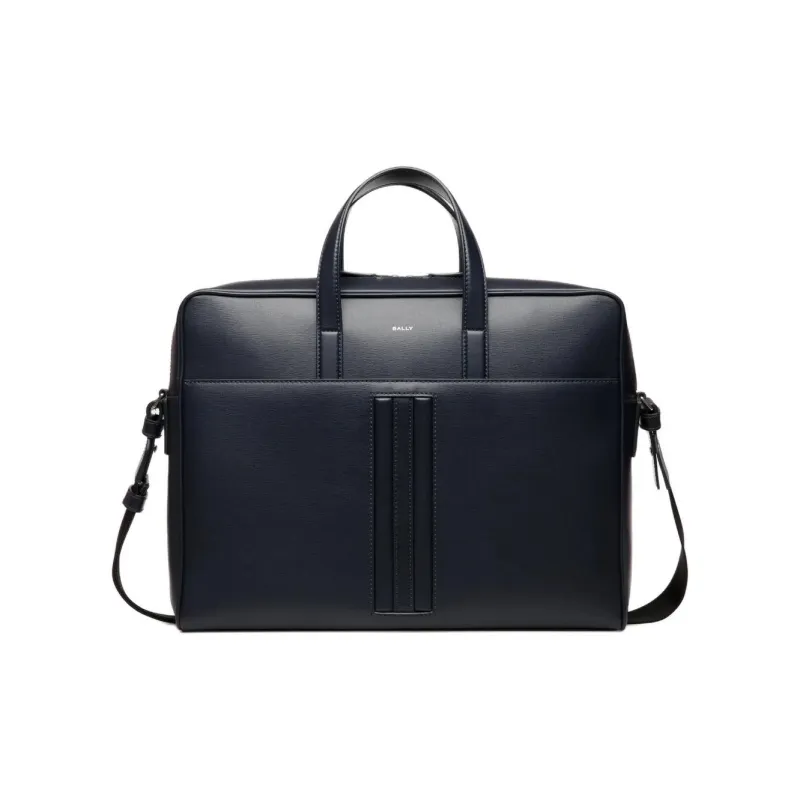 BALLY Cow Leather Briefcase Men's Dark Blue-0