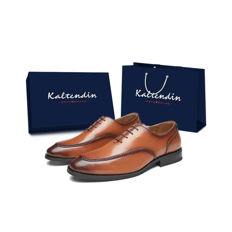 Kaltendin Cow Leather Commute Vintage Elegant Minimalist Style Comfortable Dress Shoes Men's-6
