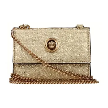 VERSACE Leather One Shoulder Crossbody Coin Purses Regular Women's Gold