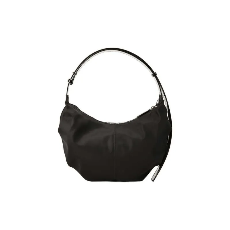 NOTHING WRITTEN Fabric Dumpling Bag Shoulder Bag Medium Size Women's Black/Sea Salt White-2