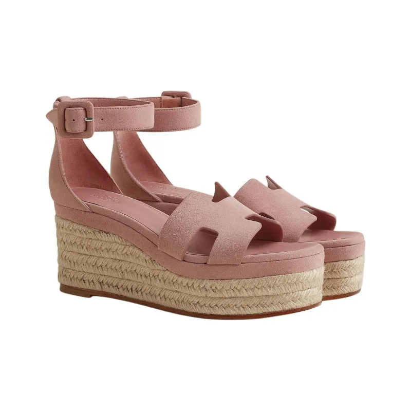 HERMES Elda One Strap Sandals 7.5cm Women's Pink-2